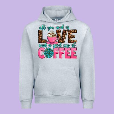 All You Need Is Love And A Good Cup Of Coffee Urban Hoodie Designed By Adodesignshop