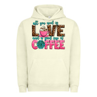 Pigment Pistachio all you need is love and a good cup of coffee Urban Hoodie - AdoDesignShop
