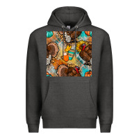 Charcoal Heather thanksgiving turkey seamless pattern Premium Hoodie - BundleAndBundleShop
