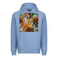 Colony Blue thanksgiving turkey seamless pattern Premium Hoodie - BundleAndBundleShop
