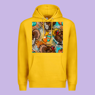 Thanksgiving Turkey Seamless Pattern Premium Hoodie Designed By Bundleandbundleshop