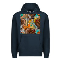 Navy thanksgiving turkey seamless pattern Premium Hoodie - BundleAndBundleShop