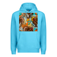 Ocean Blue thanksgiving turkey seamless pattern Premium Hoodie - BundleAndBundleShop