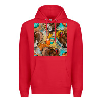 Red thanksgiving turkey seamless pattern Premium Hoodie - BundleAndBundleShop