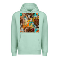 Seafoam thanksgiving turkey seamless pattern Premium Hoodie - BundleAndBundleShop