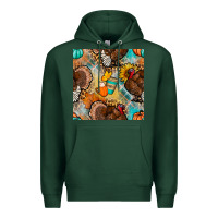 Sports Green thanksgiving turkey seamless pattern Premium Hoodie - BundleAndBundleShop