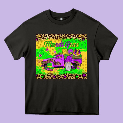 Mardi Gras Gnome Truck Heavy Core Tee Designed By Jahusdesignshop