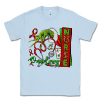 Dusty Blue Christmas Character Nurse Classic Tee - NancyCooperArtShop