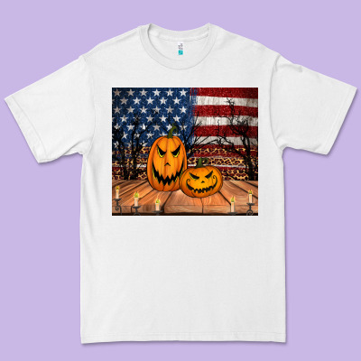 Halloween American Flag Tumbler Premium Tee Designed By Jasminsmagicworld