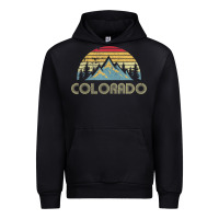 Black Colorado Retro Vintage Mountains Nature Hiking Urban Hoodie - minhPixels
