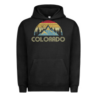 Pigment Black Colorado Retro Vintage Mountains Nature Hiking Urban Hoodie - minhPixels