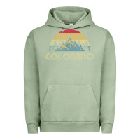 Pigment Oil Green Colorado Retro Vintage Mountains Nature Hiking Urban Hoodie - minhPixels