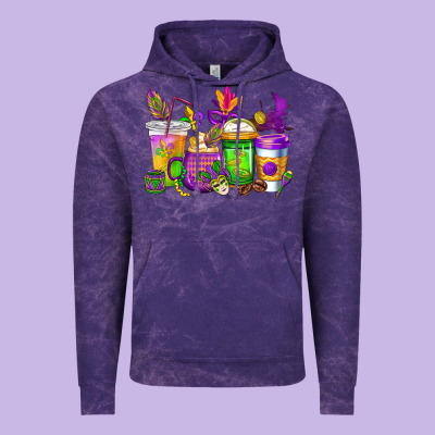 Mardi Gras Coffee Cups Cowgirl Vintage Hoodie Designed By Cowgirlartshop