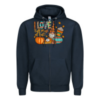 Navy i love fall most of fall Zipper Hoodie - CowhideDigitalArt