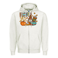 Oatmeal Heather i love fall most of fall Zipper Hoodie - CowhideDigitalArt