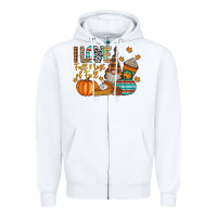 White i love fall most of fall Zipper Hoodie - CowhideDigitalArt