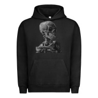 Pigment Black Vincent Van Gogh Skull of a SkeletonVintage Halloween Skull Urban Hoodie - minhPixels