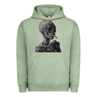 Pigment Oil Green Vincent Van Gogh Skull of a SkeletonVintage Halloween Skull Urban Hoodie - minhPixels