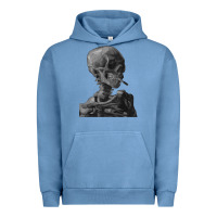 Pigment Pebble Blue Vincent Van Gogh Skull of a SkeletonVintage Halloween Skull Urban Hoodie - minhPixels