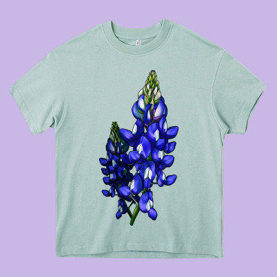 Bluebonnet Flower Heavy Core Tee Designed By Lillyallendesigns