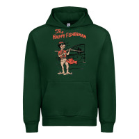 Forest Green Vintage The Happy Fisherman 2022 Fishing Mens Kids Urban Hoodie - minhPixels