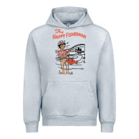 Heather Grey Vintage The Happy Fisherman 2022 Fishing Mens Kids Urban Hoodie - minhPixels