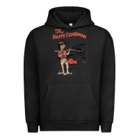Pigment Black Vintage The Happy Fisherman 2022 Fishing Mens Kids Urban Hoodie - minhPixels
