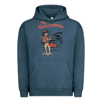 Pigment Midnight Navy Vintage The Happy Fisherman 2022 Fishing Mens Kids Urban Hoodie - minhPixels