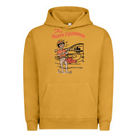 Vintage The Happy Fisherman 2022 Fishing Mens Kids Urban Hoodie | Teevron