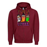 Burgundy trick or coffee Zipper Hoodie - CowhideDigitalArt