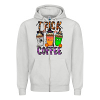 Dove Grey trick or coffee Zipper Hoodie - CowhideDigitalArt