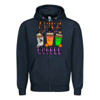 Navy trick or coffee Zipper Hoodie - CowhideDigitalArt