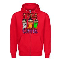 Red trick or coffee Zipper Hoodie - CowhideDigitalArt