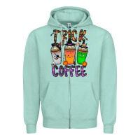 Seafoam trick or coffee Zipper Hoodie - CowhideDigitalArt