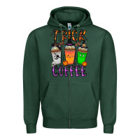 Sports Green trick or coffee Zipper Hoodie - CowhideDigitalArt