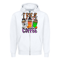 White trick or coffee Zipper Hoodie - CowhideDigitalArt