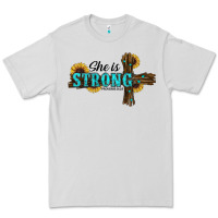 Dove Grey She Is Strong Western Cross Premium Tee - RanaPortraitStore