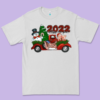 Happy New Year 2022 Christmas Truck With American Flag Premium Tee Designed By Jasminsmagicworld