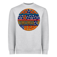 Heather Grey african fabric pattern round earrings Heavyweight Sweatshirt - BundleAndBundleShop
