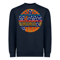 African Fabric Pattern Round Earrings Heavyweight Sweatshirt | Teevron