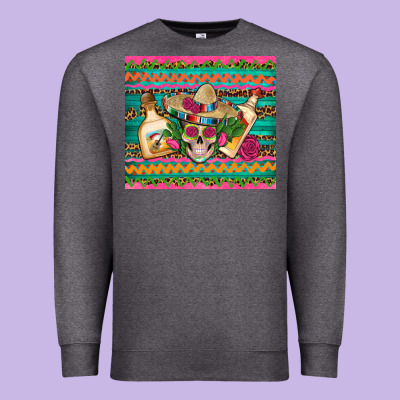 Mexican Tequila Skull Roses Cactus Sombrero Premium Sweatshirt Designed By Artiststas