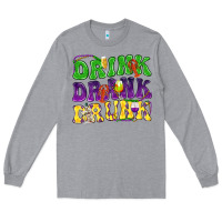 Heather Grey Drink drank drunk Mardi Gras Long Sleeve Tee - HowdyJamesFarm