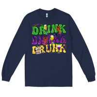 Navy Drink drank drunk Mardi Gras Long Sleeve Tee - HowdyJamesFarm
