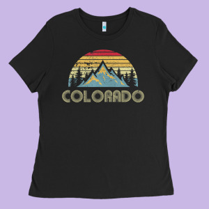 Colorado Retro Vintage Mountains Nature Hiking Ladies Tee Designed By Minhpixels