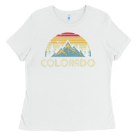 White Colorado Retro Vintage Mountains Nature Hiking Ladies Tee - minhPixels