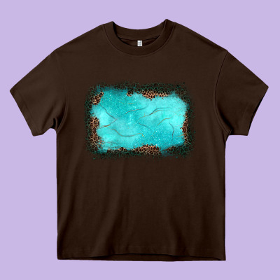 Gemstone Turquoise Leopard Background Heavy Core Tee Designed By Jahusdesignshop