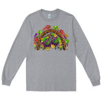 Heather Grey Mardi Gras rainbow Long Sleeve Tee - HowdyJamesFarm