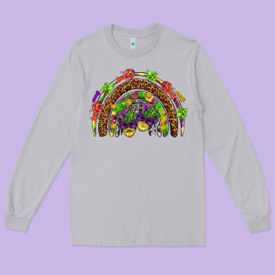 Mardi Gras Rainbow Long Sleeve Tee Designed By Howdyjamesfarm