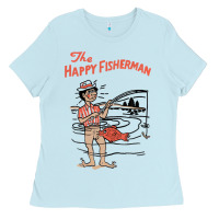 Baby Blue Vintage The Happy Fisherman 2022 Fishing Mens Kids Ladies Tee - minhPixels
