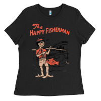Black Vintage The Happy Fisherman 2022 Fishing Mens Kids Ladies Tee - minhPixels